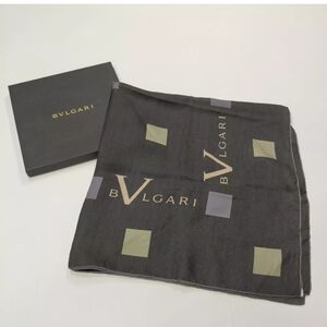 Bvlgari Gray Multi Geo Print Silk Scarf With Box
